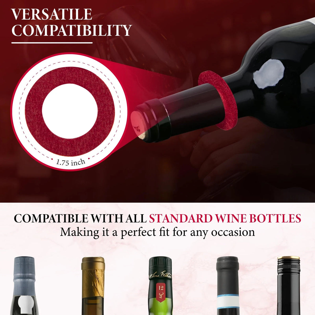 The Wine Drip Ring | Set of 12 | Felt Leak Stopper Accessories | Small,