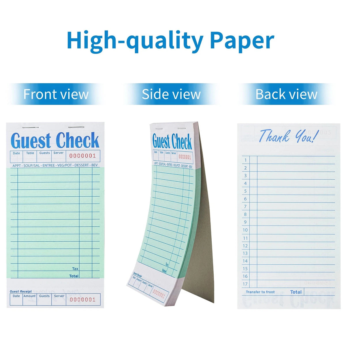ZPARIK 24 Pack Guest Checks Books for Servers Server Note Pads, 24pcs, Green