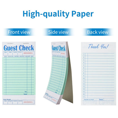 ZPARIK 24 Pack Guest Checks Books for Servers Server Note Pads, 24pcs, Green