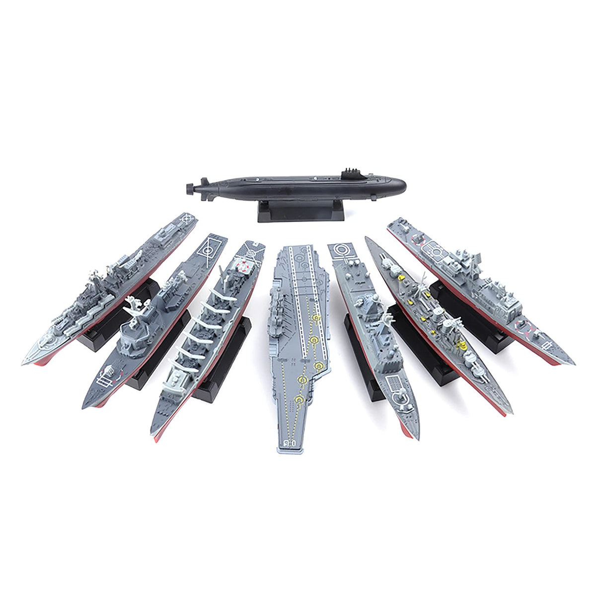 8PCS Unassembled Kit DIY Model Cruiser Frigate Submarine Battleship Warship