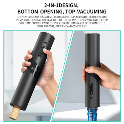 CIRCLE JOY Rechargeable Wine Opener 7-in-1 Set with Charging Base, Black