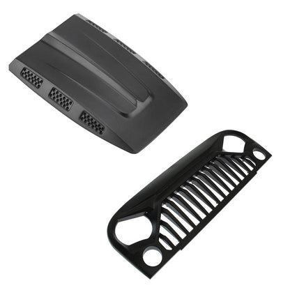 Plastic Hood& Front Air Inlet Grille Cover For Jeep Wrangler Rubicon 1:10RC Car