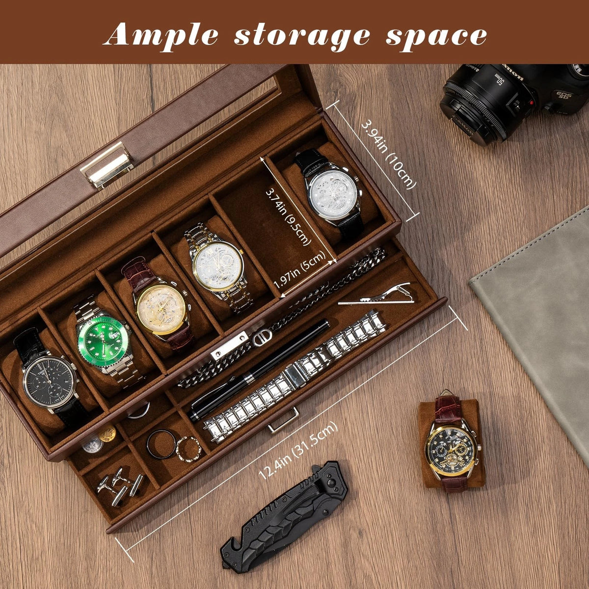 ProCase Watch Box, Fathers Day Gift for Dad, 6 Slot Watches 6-Slot, Espresso