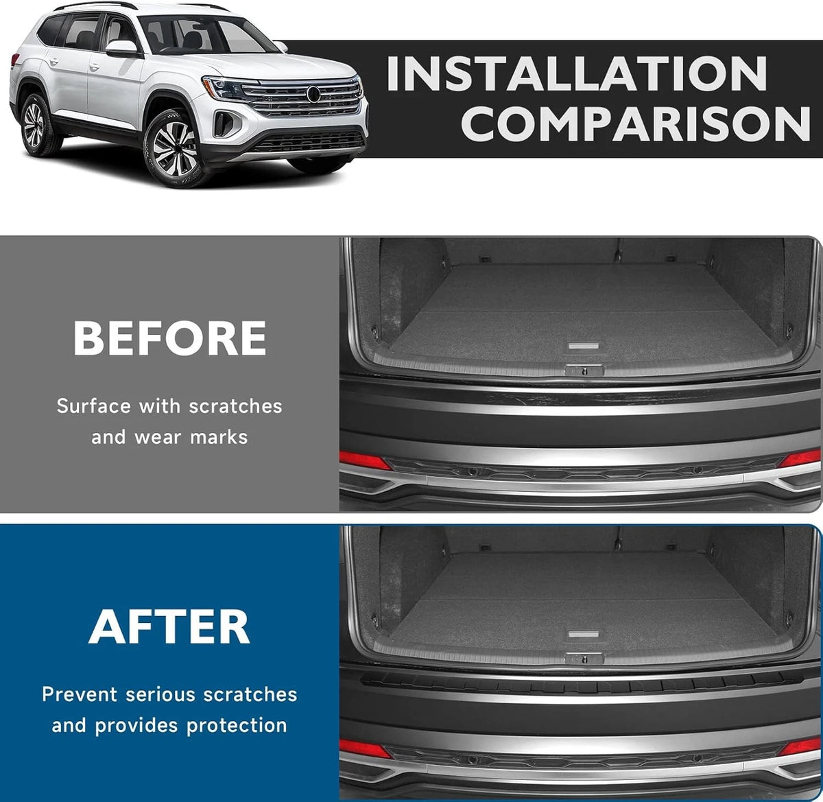 Rear Bumper Protector for VW Atlas 2018-2024 2025,ABS 2018-2025 Atlas, Black