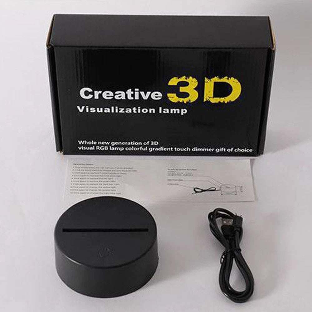 7-Color Changing 3D Illusion Table Desktop  Remote Control LED Night Light Lamp