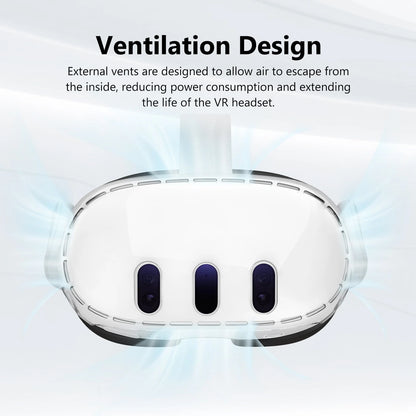 For Meta Quest 3 VR Helmet Protective Cover Transparent PC Case Anti-Collision