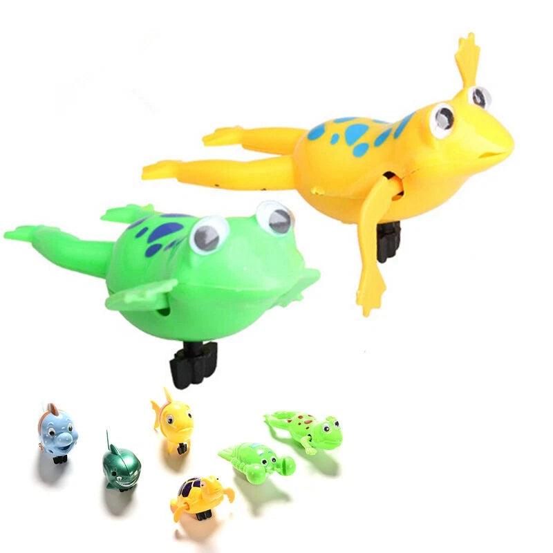 Cute Bathroom Tub Bathing Toy Clockwork Wind UP Plastic Bath Frog Baby kids