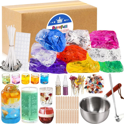 Blingfun Jelly Candle Making Kit,9pcs Gel Wax -7 Colors Medium, Color Mixing