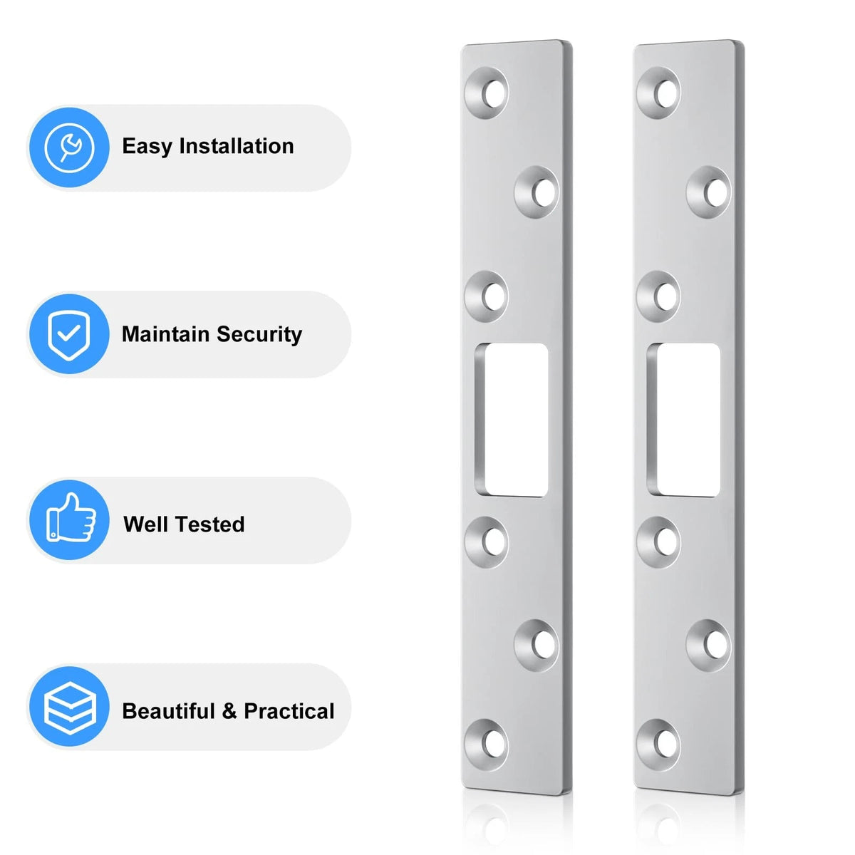 RO6G 72001 Brushed Satin Nickel Lock Short Strike Plate with 12 Silver