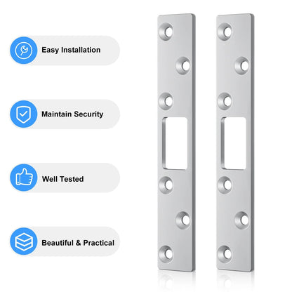 RO6G 72001 Brushed Satin Nickel Lock Short Strike Plate with 12 Silver