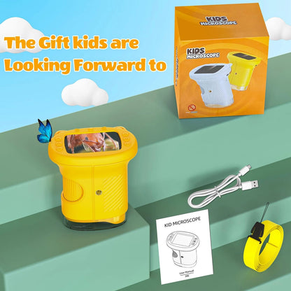 OAEBLLE Kids Microscope, 1000X Portable Mini Pocket Microscope with Yellow