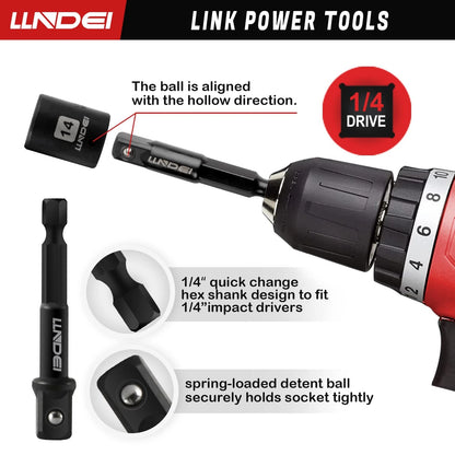 LLNDEI 48 Piece 1/4 Inch Mini Socket Ratchet Wrench Set, Metric 48pcs, Black