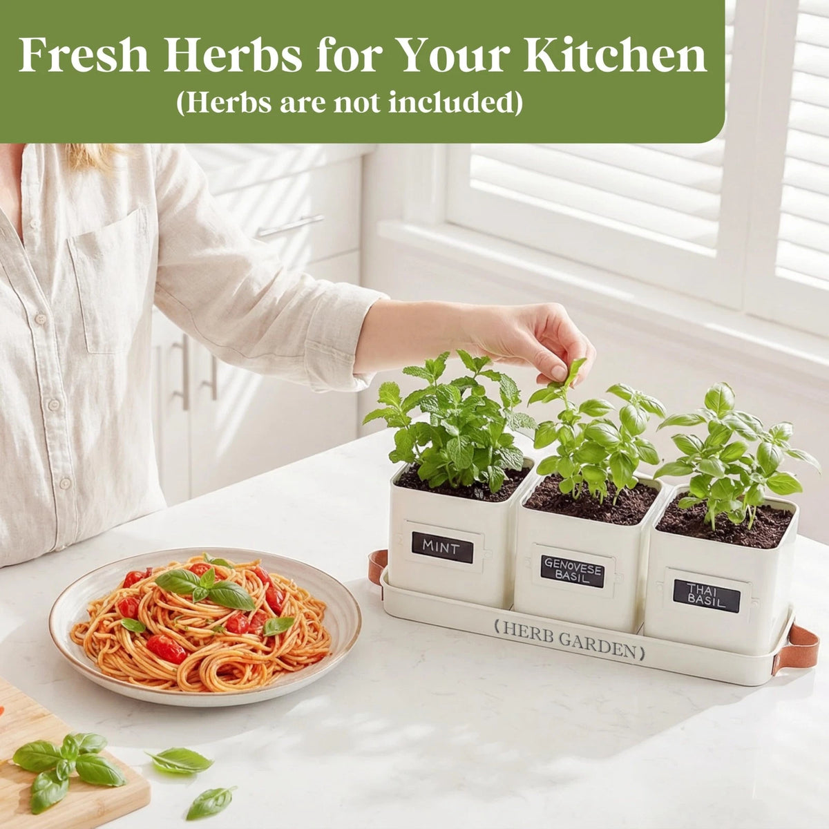 PERFNIQUE Indoor Herb Garden, 5.1 inches x 14.1 x 5.5 inches, White