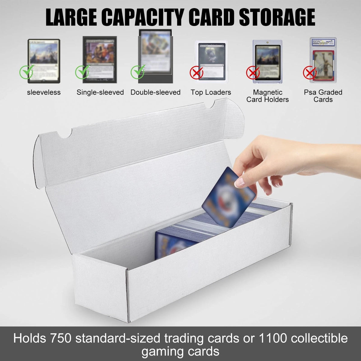 XRACV Trading Card Storage Box, 10-Pack 1100 Count 10-Pack-Standard, White