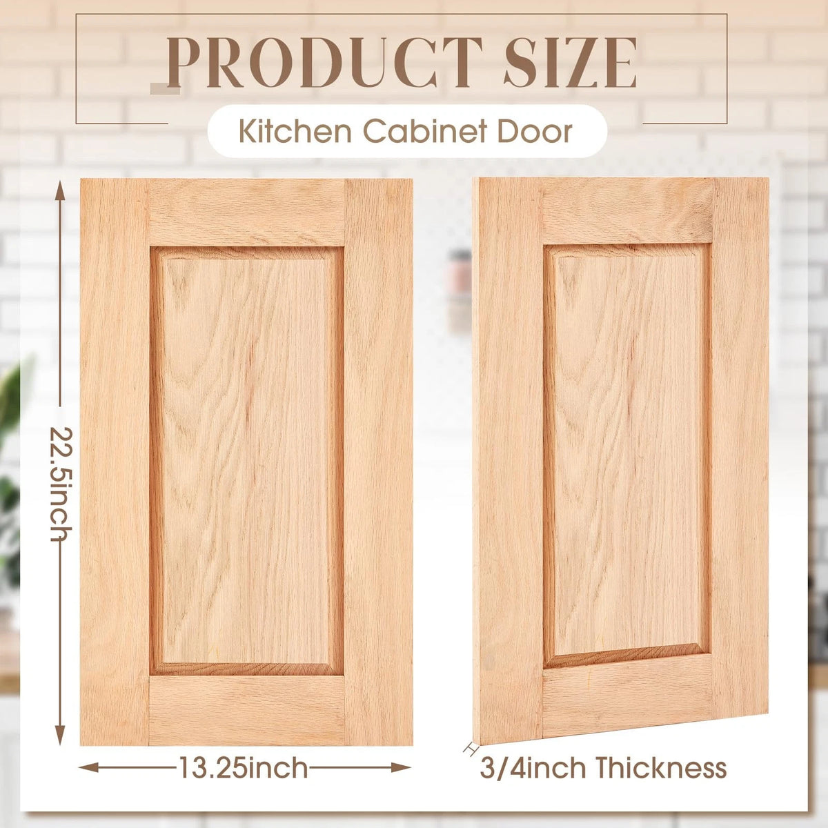 Memorywuu Unfinished Oak Kitchen Cabinet Door 13.25'' W X 22.5'' H, Brown