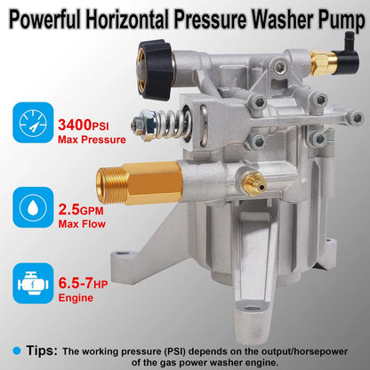 Biswing Pressure Washer Pump, 7/8" Shaft Vertical Plunger, 3400 PSI Silver
