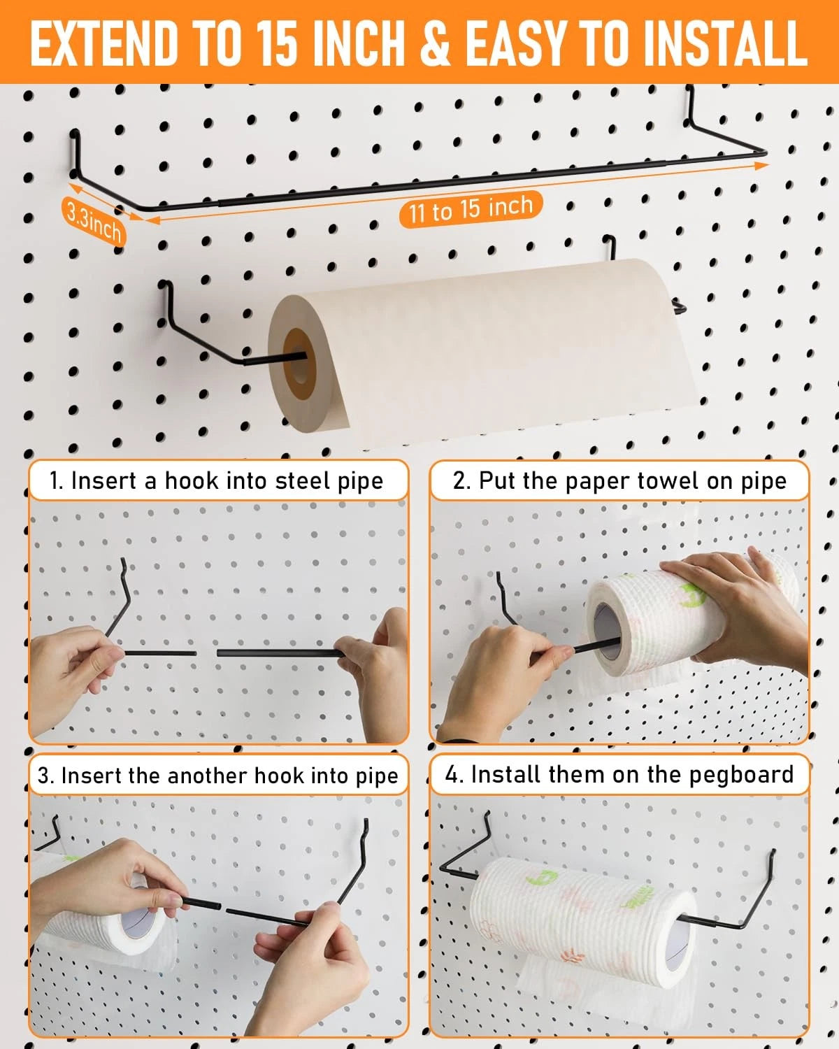 INCLY 30PCS Peg Board Organizer Accessories Kit, Pegboard Hooks Black