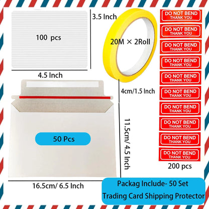50Set Trading Card Shipping Supplies Kit, 100pcs 4.5 x 6.5 inches, white