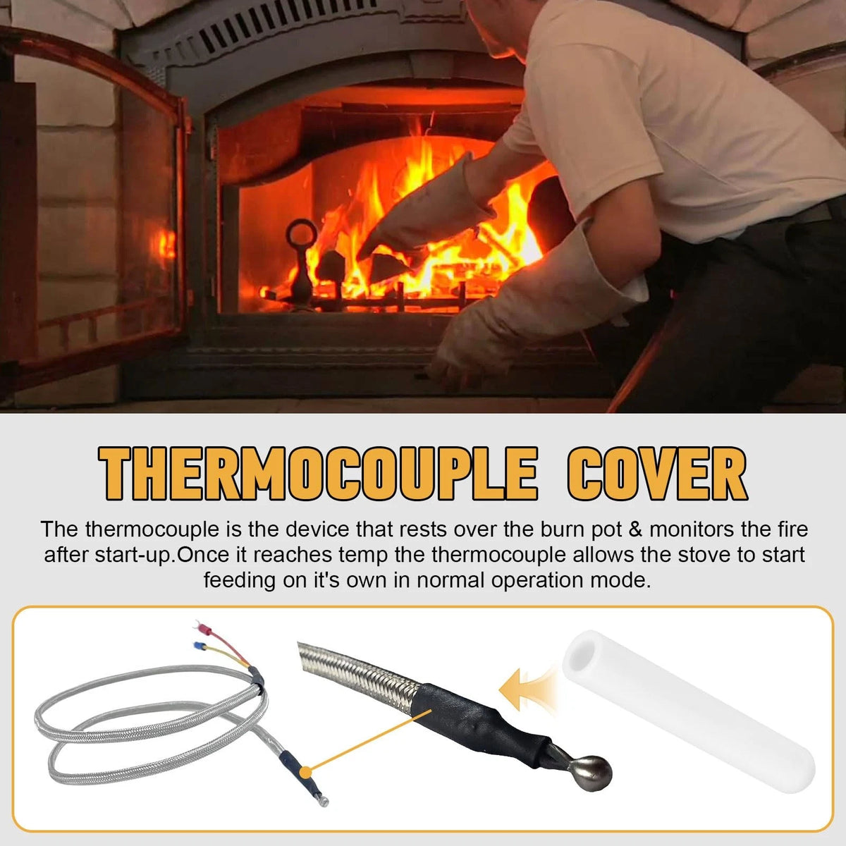 Thermocouple Ceramic Protection Cover Replacement for 2 3/16" long, White