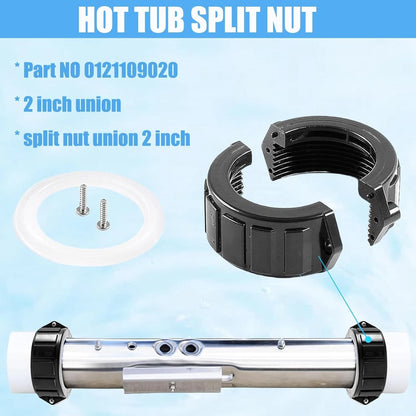 Spa Hot Tub Heater Split Nut Unions with Screws and Gasket,...