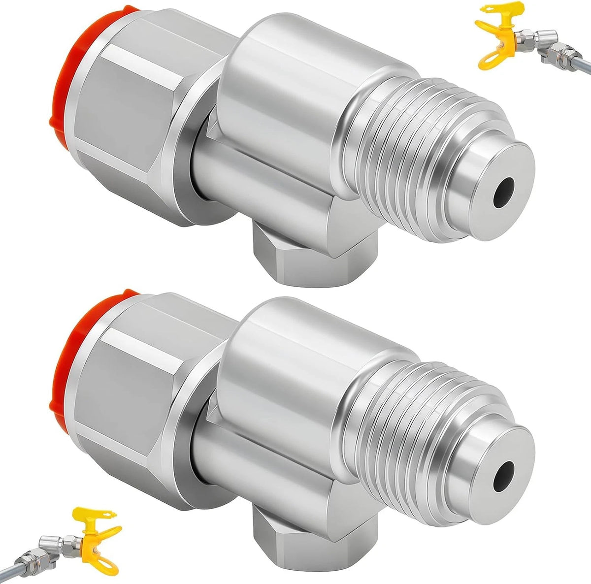 2 Pack 235486 7/8 Inch Airless Paint Spray Gun Swivel Joint Compatible silver