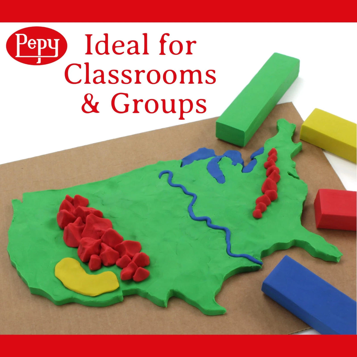Pepy Reusable and Non-Drying Oil-Based Plasticine 1 Pound, Primary Colors
