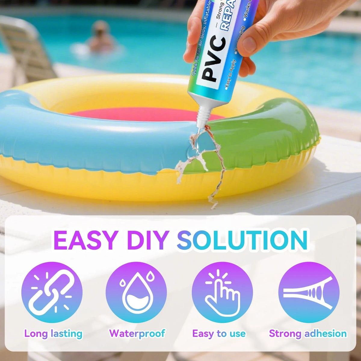 Kallteren Air Mattress Patch Kit, Waterproof Pool Repair Kit for Clear