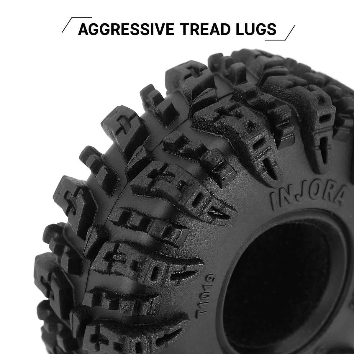 INJORA 1.0 Tires - S5 Swamp Claw Mud Terrain for TRX4M 64mm×24mm, Black