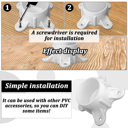 12 Packs 2" PVC Flange, Table Screw Caps Pipe 2 inch-12Packs, White