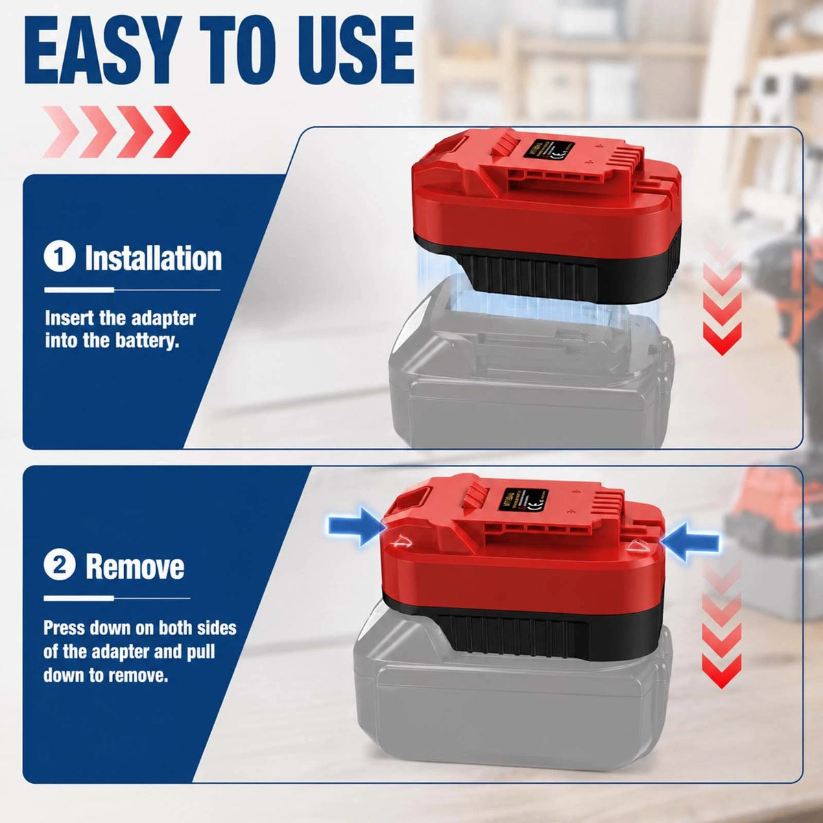 Solid Safe Makita 18V to Bauer 20V Battery Adapter for Cordless Power Tools