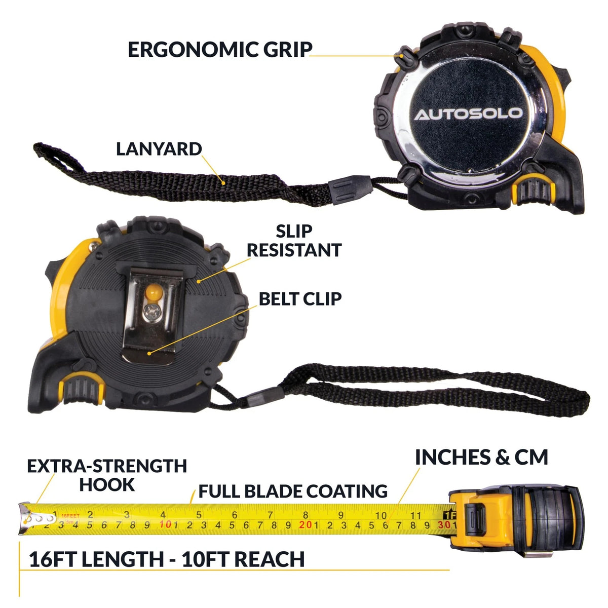 AutoSolo 16' x 7/8" Tape Measure with Slide 4.9 m, Replacement Measuring