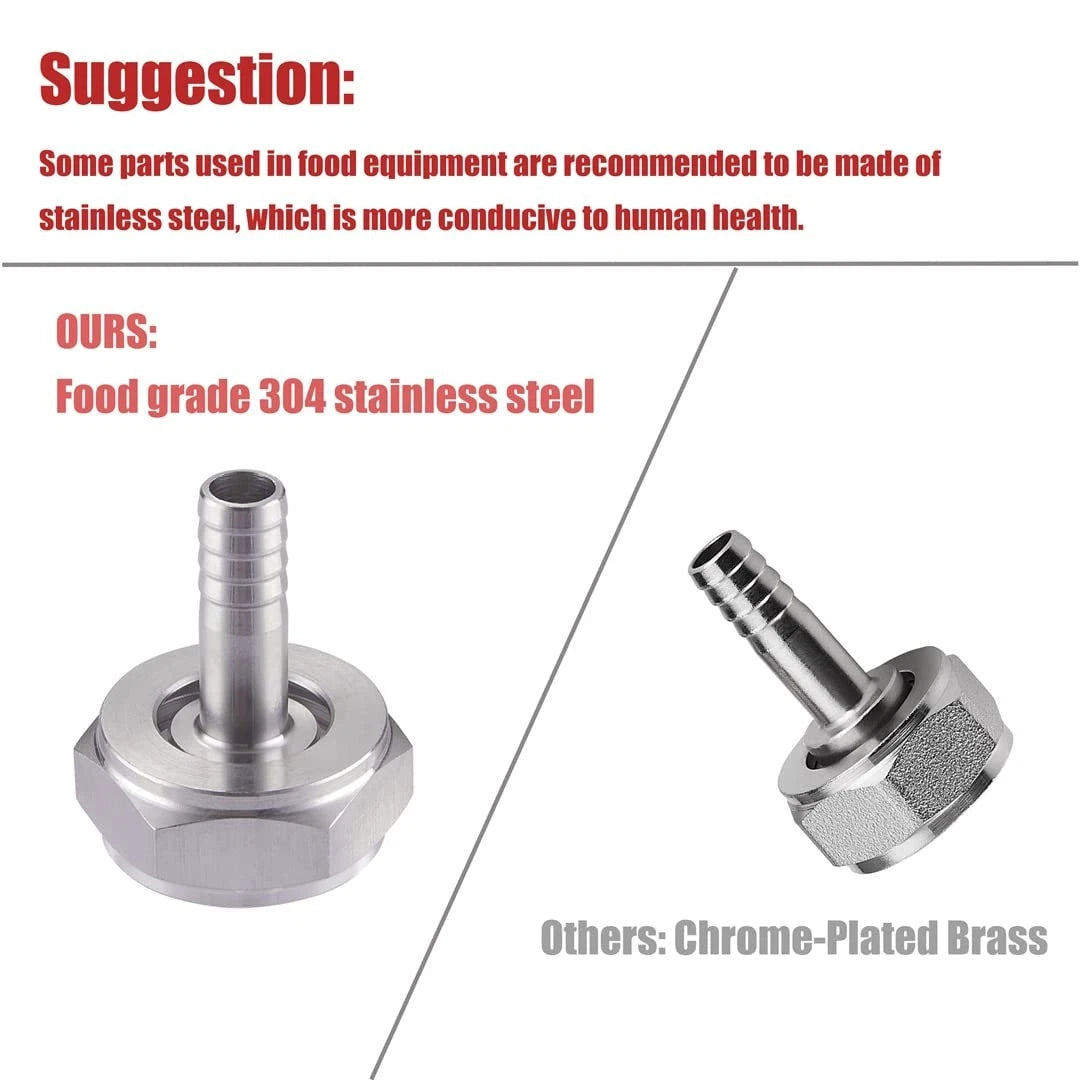 LitKiwi 2PCS Keg Coupler Barb Connector,Stainless Steel 304 1/4"Barb,
