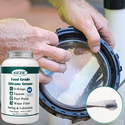 KEZE Pool Lube for O Ring Food Grade Waterproof 1 Pack (8oz), Silicone Grease