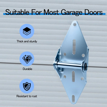Upgrade 2-Pack Garage Door Hinges #1, 14 Gauge Galvanized Steel Heavy Silver