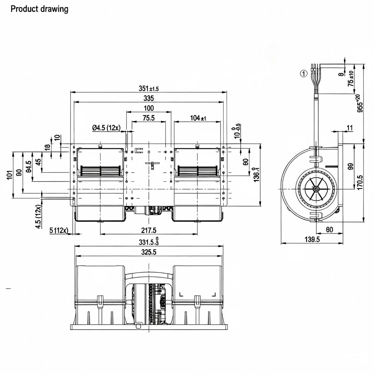 K3G097-AS82-82 for ebmpapst 26VDC 26A 740W for Rail transit Cooling Fan