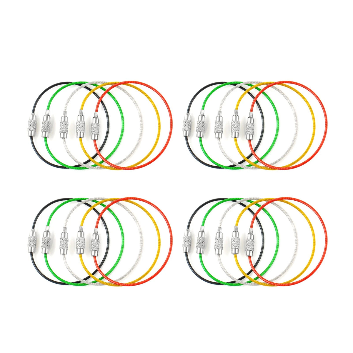 20* 1.5mm Screw Locking Wire Keychain Cable Rope Key Holder Keyring Chain Ring F