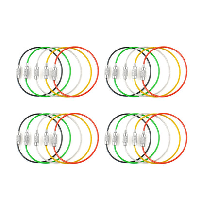 20* 1.5mm Screw Locking Wire Keychain Cable Rope Key Holder Keyring Chain Ring F
