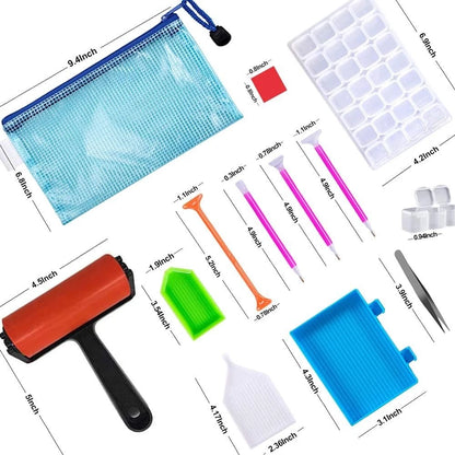 22 Pieces 5D Diamonds Painting Tools and Accessories Kits with Diamond Red