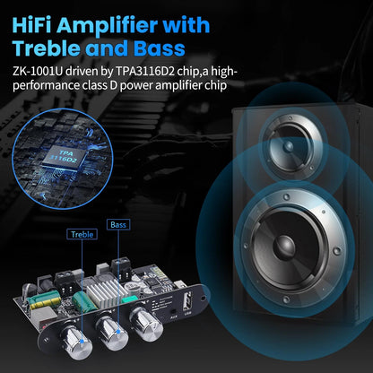 ZK-1001U Amp Bluetooth 5.3 Mono Amplifier Board with TWS, Black4