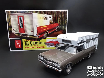 AMT 1965 Chevy El Camino w/Camper 1:25 Scale 8.25 inches long, Molded Color