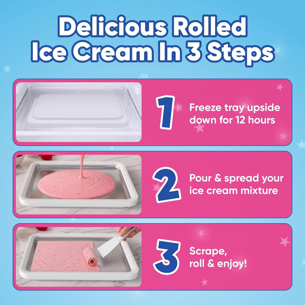 Intelligent Home Choice Rolled Ice Cream Maker Kit for Extra Large, White