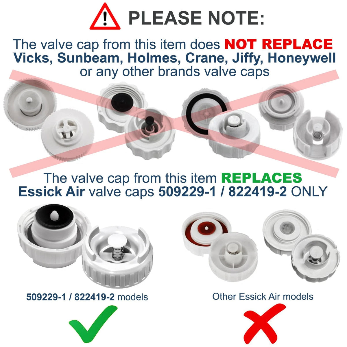 HQRP 2-pack Bottle Cap Valve Assembly Replacement for Essick Air 509229-1...