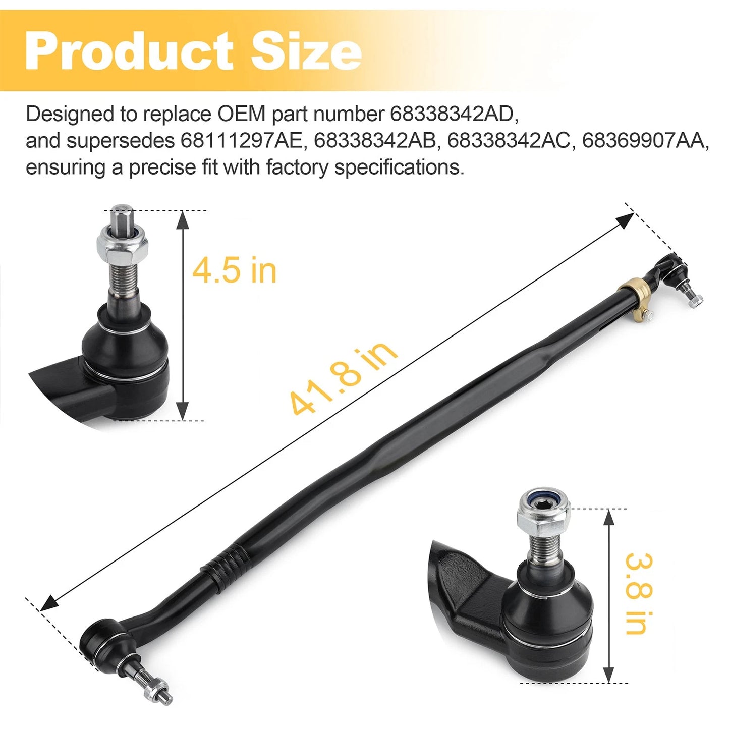 Heavy Duty Steering Drag Link For 2013–2025 Ram 2500 & Ram 3500 Four-Wheel Drive