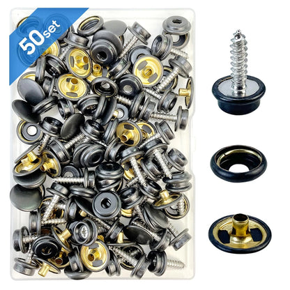 Canvas Snap Kit, Stainless Steel Snaps Marine Grade for Boat Black