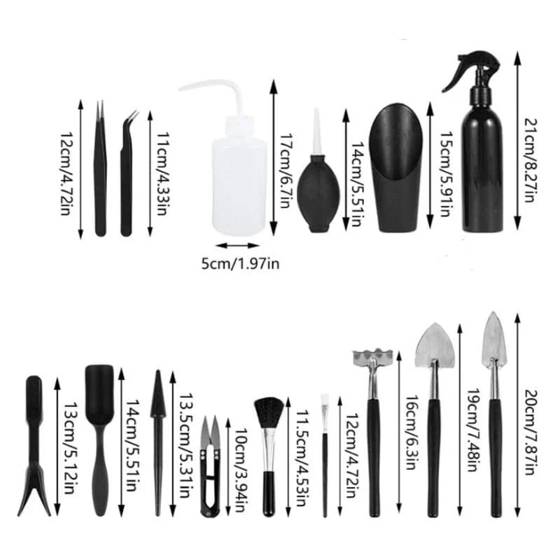 17-Piece Succulent Plant Care Tool Set, 26" and 39.4" colors