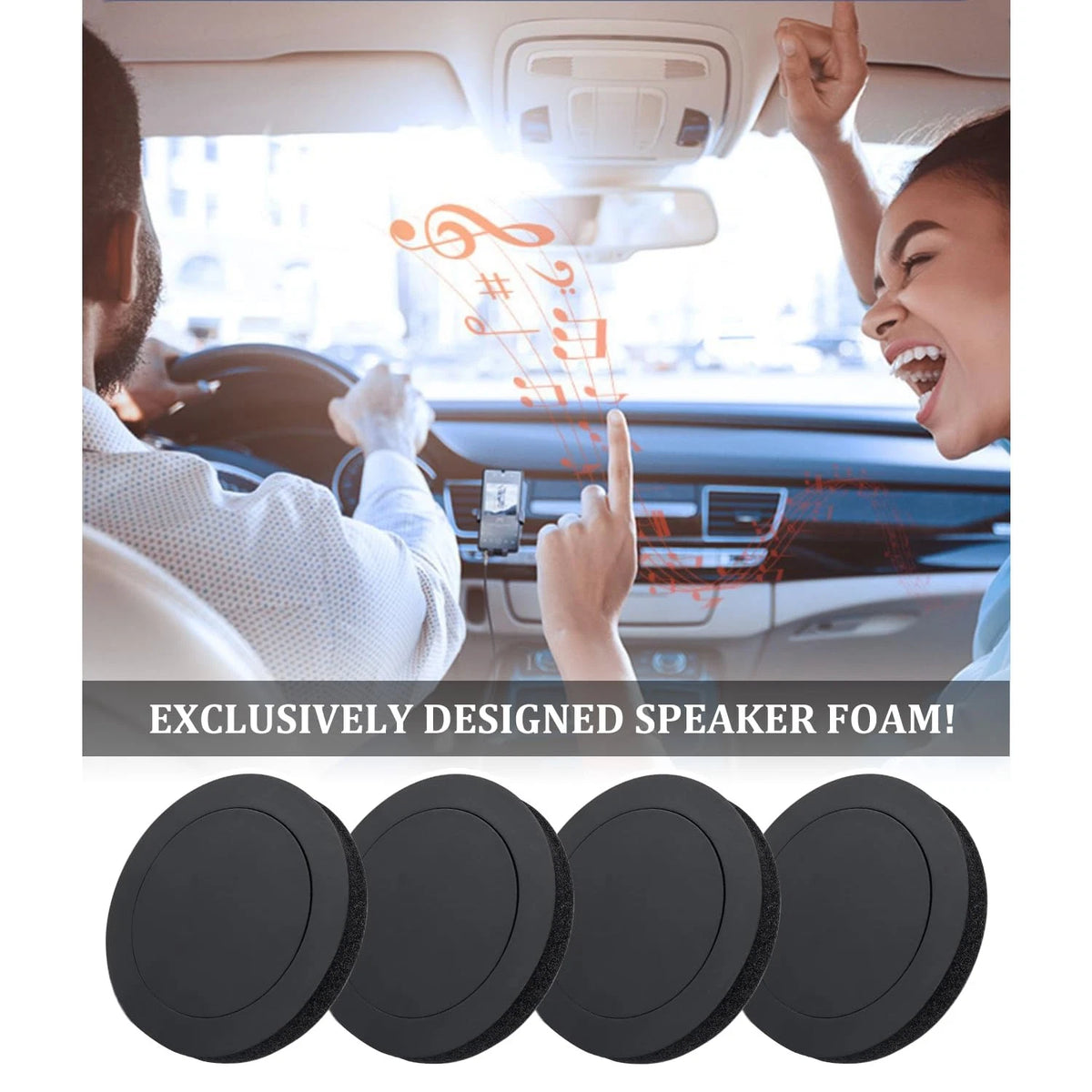 4PCS Speaker Foam Enhancer,6.5" Rings 7.67x7.67x0.95 inch,