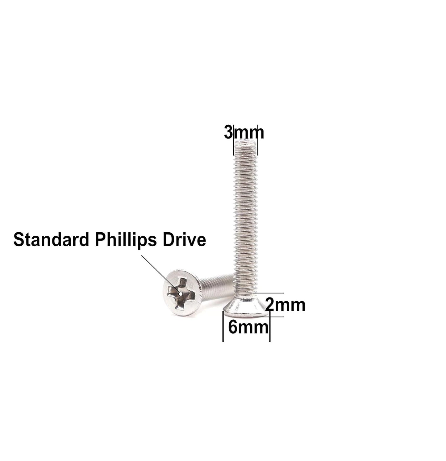 binifiMux 360pcs M3 Countersunk Head 304 Stianless Steel, silver