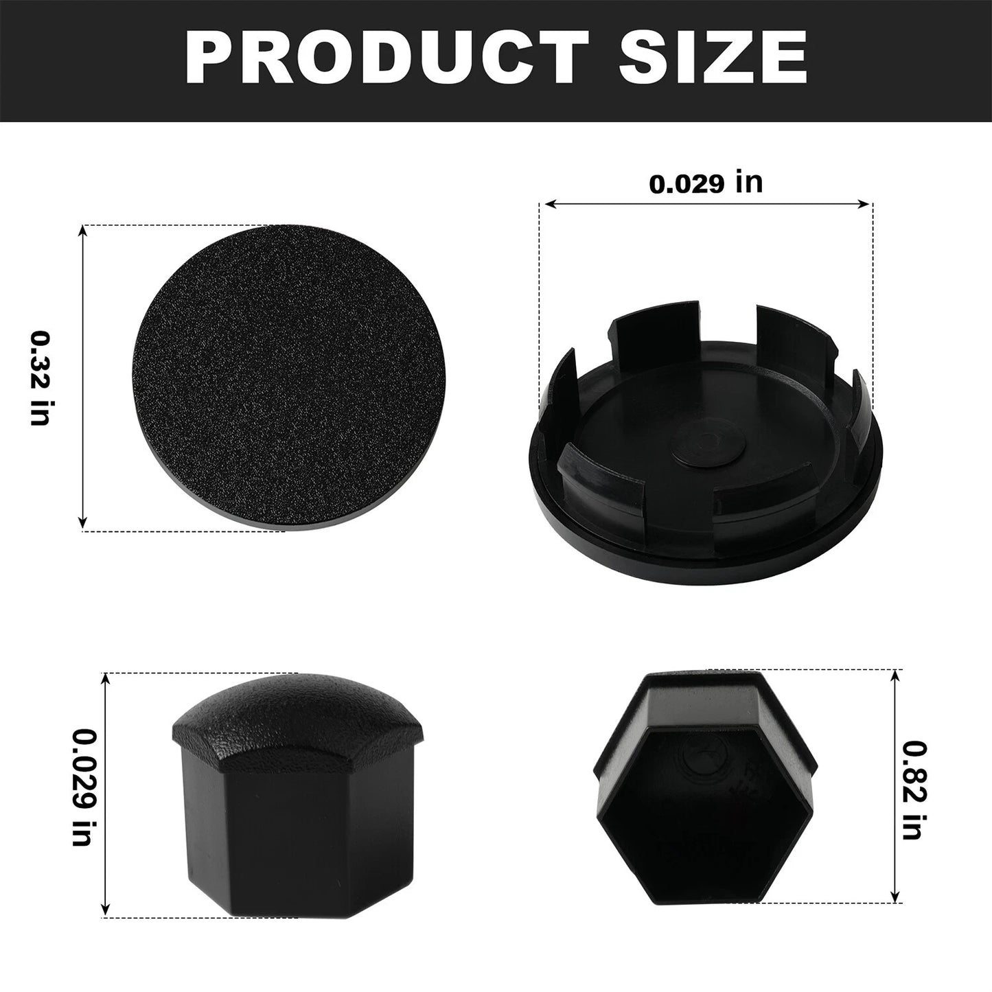 For Tesla Cybertruck Lug Nut Covers & Center Caps (24 Lugs + 4 Caps) Matte Black