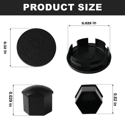 For Tesla Cybertruck Lug Nut Covers & Center Caps (24 Lugs + 4 Caps) Matte Black