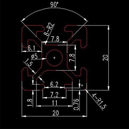 4pcs 400mm T Slot 2020 Aluminum Extrusion European 4PCS 400mm(15.75''), Black